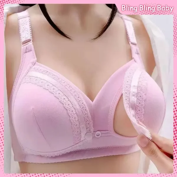 Originality Front Button Brassiere Type Solid Color Pregnancy Lactation Lingerie Skin Friendly Comfort Breathable Plus Size Bra - Image 3