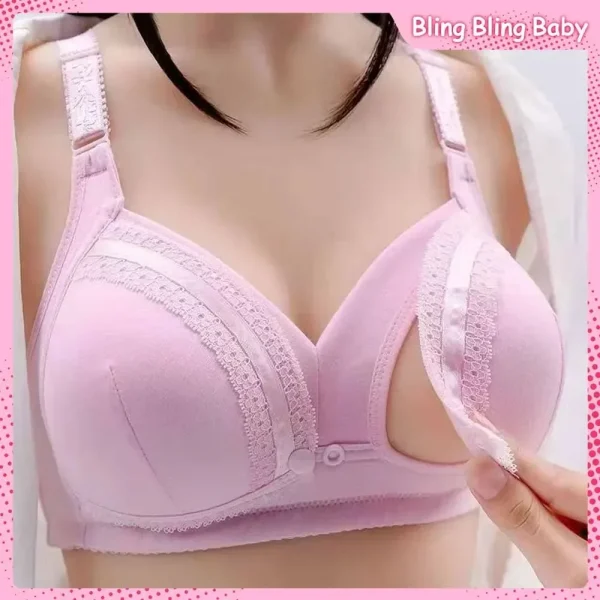 Originality Front Button Brassiere Type Solid Color Pregnancy Lactation Lingerie Skin Friendly Comfort Breathable Plus Size Bra - Image 5
