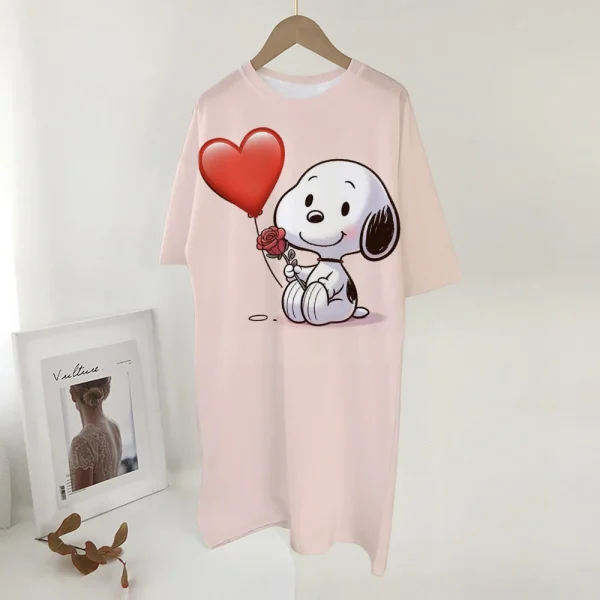Plus Size Summer Dresses For Women Beach Sundress Short Sleeve Snoopy print Casual Loose Short Dress Vintage Print Vestidos - Image 5
