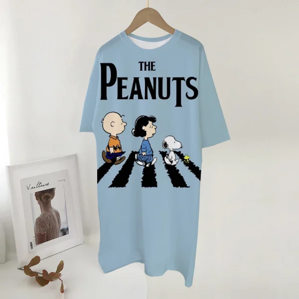 Plus Size Summer Dresses For Women Beach Sundress Short Sleeve Snoopy print Casual Loose Short Dress Vintage Print Vestidos - Image 4