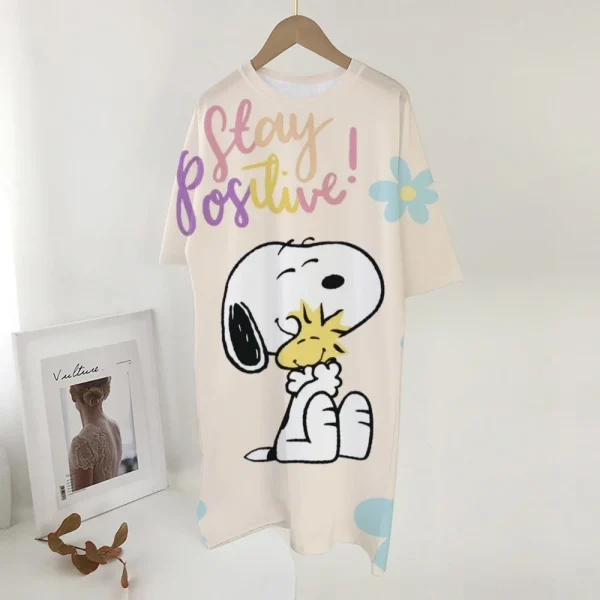 Plus Size Summer Dresses For Women Beach Sundress Short Sleeve Snoopy print Casual Loose Short Dress Vintage Print Vestidos - Image 3