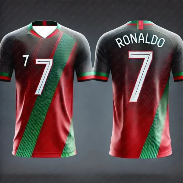 Ronaldo No.7 Kids Adult Sports Shirt Summer Outdoor Football Breathable T-shirt Runing Bodybuilding Training Jersey Clothing - Image 2