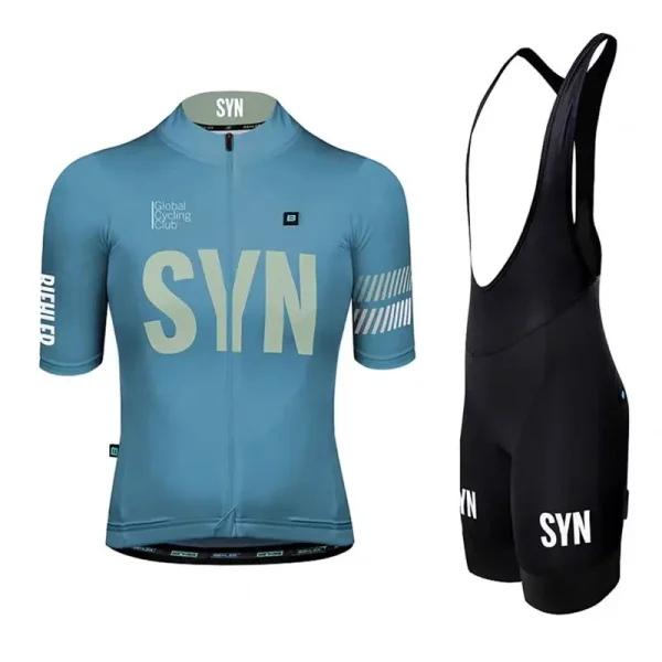 SYN Cycling suit set men's cycling jersey short sleeved moisture absorbing and breathable outdoor road cycling bib sports shirt, - Image 2