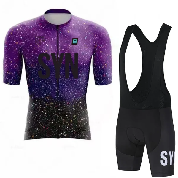 SYN Cycling suit set men's cycling jersey short sleeved lightweight breathable outdoor cycling bib quick drying sports shirt - Image 2
