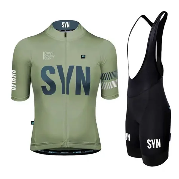 SYN Cycling suit set men's cycling jersey short sleeved moisture absorbing and breathable outdoor road cycling bib sports shirt, - Image 3