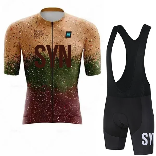 SYN Cycling suit set men's cycling jersey short sleeved lightweight breathable outdoor cycling bib quick drying sports shirt - Image 3