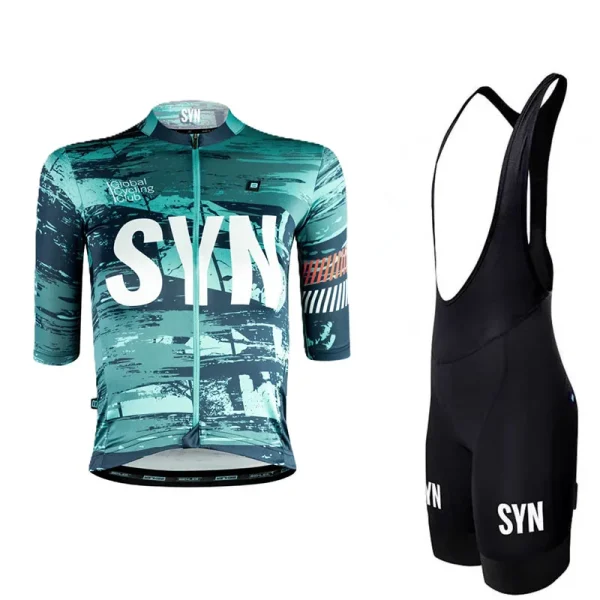 SYN Bicycle jersey men's cycling suit set short sleeved quick drying breathable outdoor road cycling bib sports shirt - Image 3