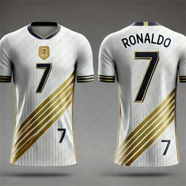 Ronaldo No.7 Kids Adult Sports Shirt Summer Outdoor Football Breathable T-shirt Runing Bodybuilding Training Jersey Clothing