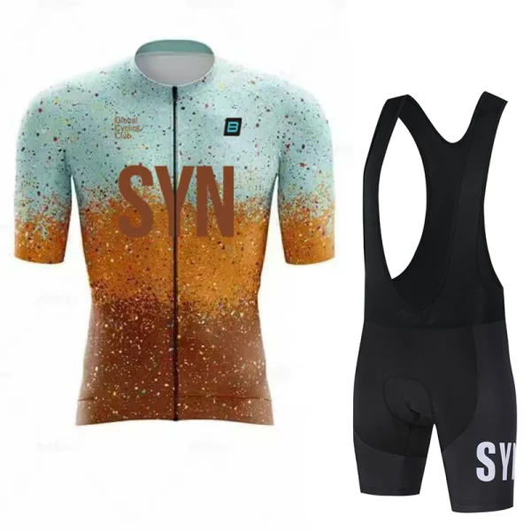 SYN Cycling suit set men's cycling jersey short sleeved lightweight breathable outdoor cycling bib quick drying sports shirt