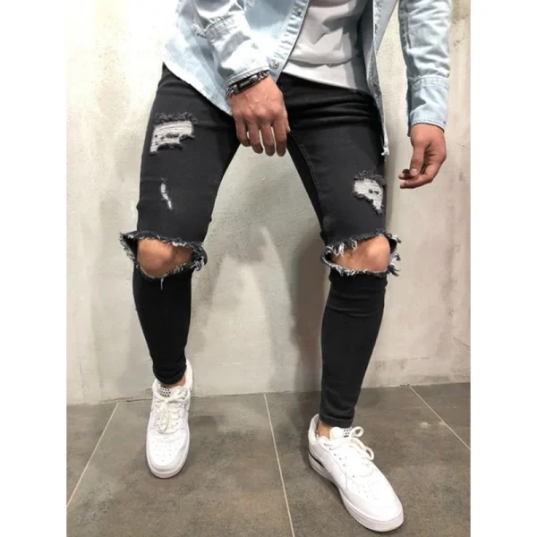 New Ripped jeans for men Fashion casual slim denim pencil pants Men's clothing trousers S-4XL Drop shipping - Image 2