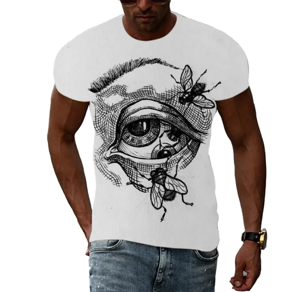 New Fashion Cool Style Compass graphic t shirts men Summer Trend Casual 3D Print White T-shirt Handsome Personality tshirt Top - Image 3