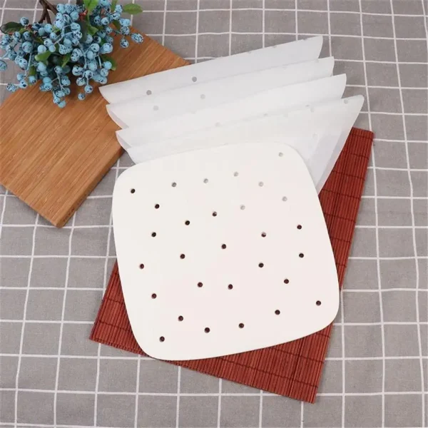 100 Sheets Baking Paper Air Fryer Liner Perforation Baking Parchment Oven Steamer Non-Stick Steaming Paper 7/7.5/8/8.5/9 Inches - Image 3