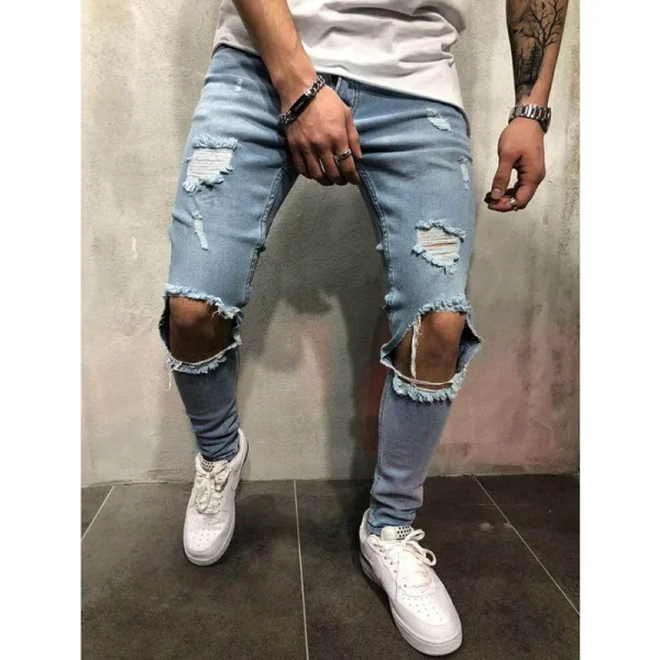 New Ripped jeans for men Fashion casual slim denim pencil pants Men's clothing trousers S-4XL Drop shipping - Image 3