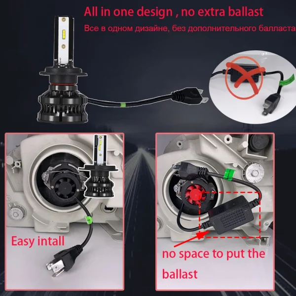 YHKOMS 110W 16000LM H4 H7 Led Headlight H11 Led H1 Led H8 H9 9006 4300K 6500K 8000K 10000K LED Bulb Car Light Auto Fog Light - Image 6