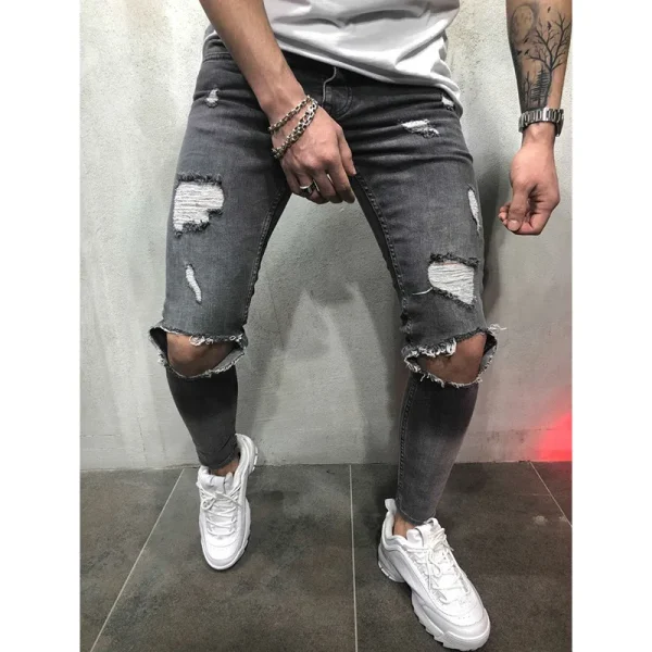 New Ripped jeans for men Fashion casual slim denim pencil pants Men's clothing trousers S-4XL Drop shipping - Image 5