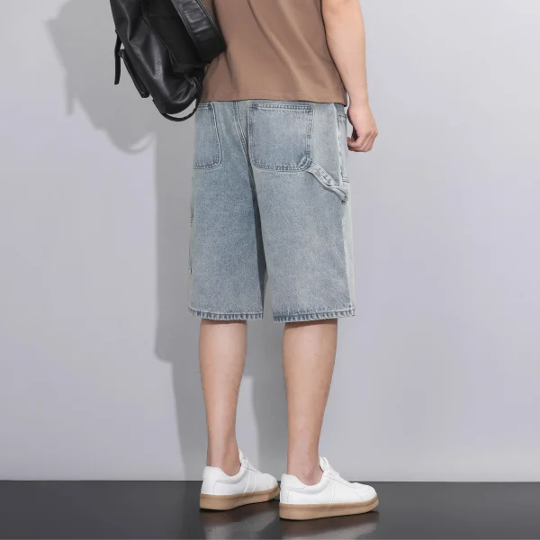 Men's Big&Tall Denim Shorts 91% Cotton Summer Stretch Elastic Casual Plus Size S-2XL Relaxed Fit Workwear Outdoor Blue/Black