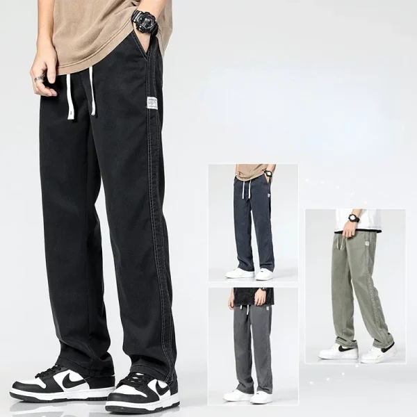 2023 Lyocell Elastic Fashion Denim Jeans Men Spring Summer Thin Casual Trousers Loose S Army green Pants Large Size - Image 5