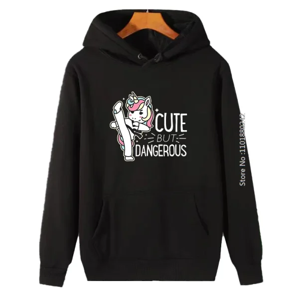 Cute Dangerous Karate Taekwondo Funny Graphic Hooded Sweatshirts Unisex High Quality Thick Sweater Fleece Hoodie Hooded Shirt