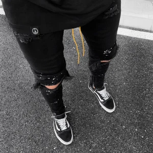 2025 New Skinny Jeans Light Blue Black Ripped Stretch Men’s Pencil Pants Premium Brand Ropa Hombre S-XXXL Trousers Men
