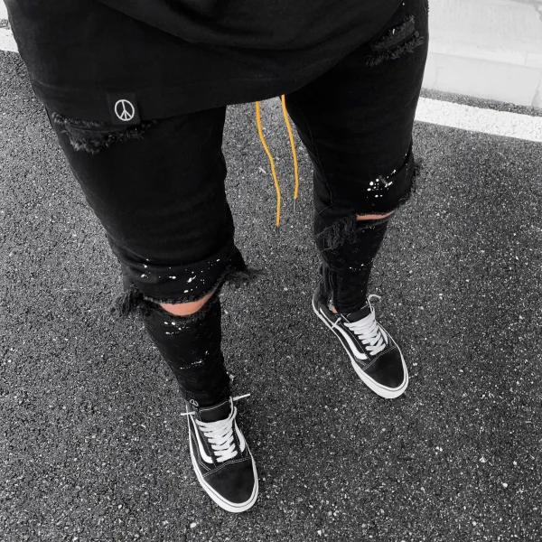 2025 New Skinny Jeans Light Blue Black Ripped Stretch Men's Pencil Pants Premium Brand Ropa Hombre S-XXXL Trousers Men