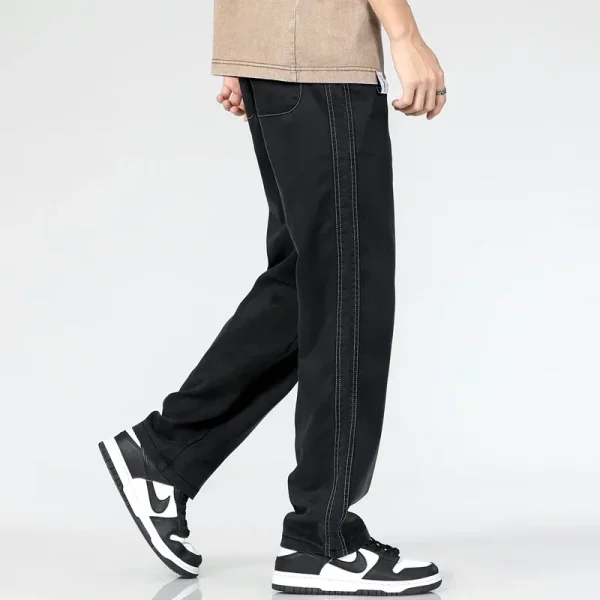 2023 Lyocell Elastic Fashion Denim Jeans Men Spring Summer Thin Casual Trousers Loose S Army green Pants Large Size - Image 3