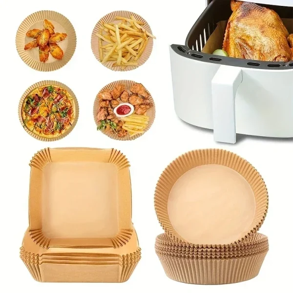 50 pieces/set of disposable cardboard, wood pulp steamer, cheesecake air fryer accessories, air fryer baking paper,