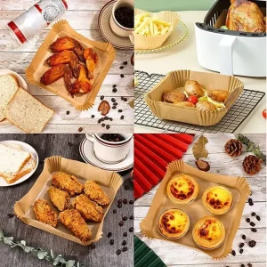 Disposable Air Fryer 50pcs/set Paper Liner 23CM Oil-proof Water-proof Airfryer Disposable Cooking Paper Trays Baking Paper