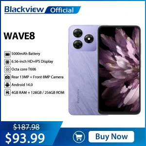 Blackview WAVE 8 Smartphone 6.56” HD+IPS Display,Octa Core T606 128GB/256GB,5000mAh Battery,Cell Phone 13MP Camera Android 14