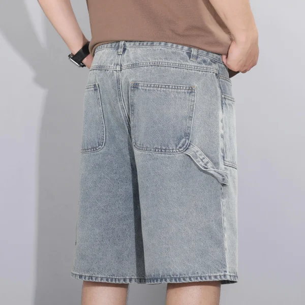 Men's Big&Tall Denim Shorts 91% Cotton Summer Stretch Elastic Casual Plus Size S-2XL Relaxed Fit Workwear Outdoor Blue/Black - Image 4