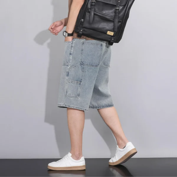 Men's Big&Tall Denim Shorts 91% Cotton Summer Stretch Elastic Casual Plus Size S-2XL Relaxed Fit Workwear Outdoor Blue/Black - Image 2