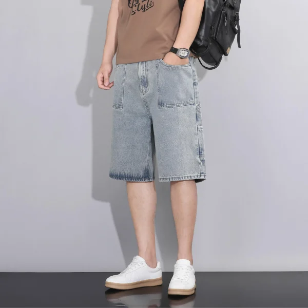 Men's Big&Tall Denim Shorts 91% Cotton Summer Stretch Elastic Casual Plus Size S-2XL Relaxed Fit Workwear Outdoor Blue/Black - Image 6