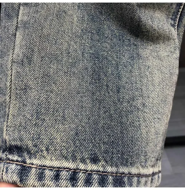 Four Seasons Men’s New Fashion American High Street Loose Washed Light Blue Jeans Pants Casual Trendy Printed Denim Trousers - Image 5