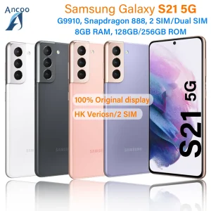 Unlocked Galaxy S21 5G G9910 128GB/256GB ROM Octa Core Original Androi 64MP 8GB Dual SIM 6.2″ Snapdragon888 Cell Phone