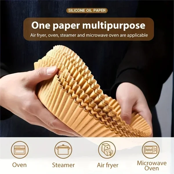 50 pieces/set of disposable cardboard, wood pulp steamer, cheesecake air fryer accessories, air fryer baking paper, - Image 4