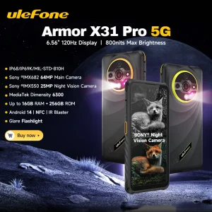 Ulefone Armor X31 Pro Rugged Phone 6.56” Up to 16GB+256GB 6050mAh NFC Android 14 Smartphone