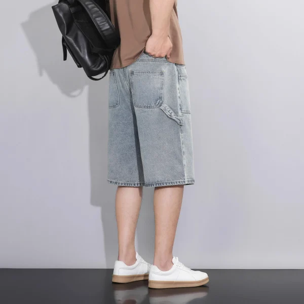 Men's Big&Tall Denim Shorts 91% Cotton Summer Stretch Elastic Casual Plus Size S-2XL Relaxed Fit Workwear Outdoor Blue/Black - Image 3