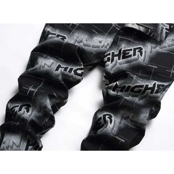 Korean Fashion Printed Slim Jeans Luxury Design Classic Men’s Skinny Jeans Men Casual and Trendy Black Boyfriend Denim Pants - Image 3