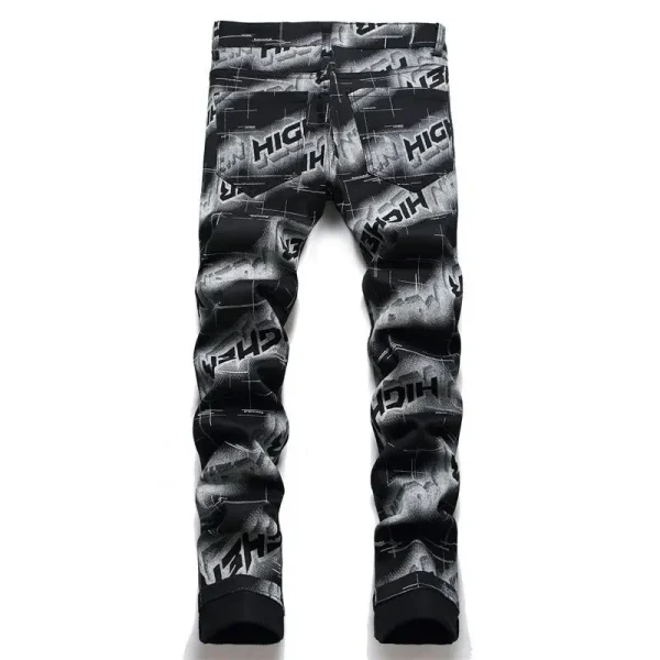 Korean Fashion Printed Slim Jeans Luxury Design Classic Men’s Skinny Jeans Men Casual and Trendy Black Boyfriend Denim Pants - Image 2