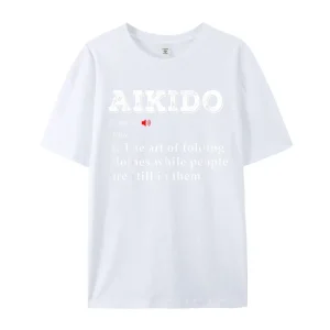 Mens Cute Crazy Tees O Neck Christmas Pure Cotton T Shirts Funny Short Sleeve Aikido Martial arts funny definition- Tops Shirts
