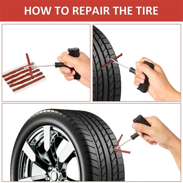 Motorcycle Car Tire Repair Strip Tubeless Tyre Wheels Puncture Plug Seal Tape Repair Tools Auto Vacuum Tire Repair Rubber Strip - Image 2