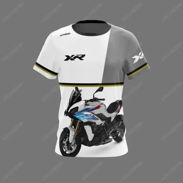 For BMW S1000 XR Motorrad Motorsport Motorcycle T-Shirt Ride ADVENTURE Travel Racing Team White Grey Short Sleeved