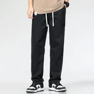 2023 Lyocell Elastic Fashion Denim Jeans Men Spring Summer Thin Casual Trousers Loose S Army green Pants Large Size