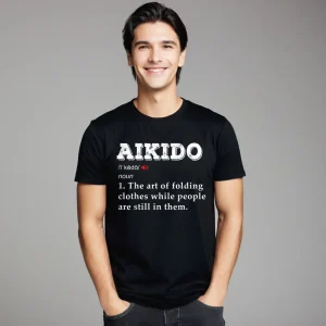 Mens Cute Crazy Tees O Neck Christmas Pure Cotton T Shirts Funny Short Sleeve Aikido Martial arts funny definition- Tops Shirts