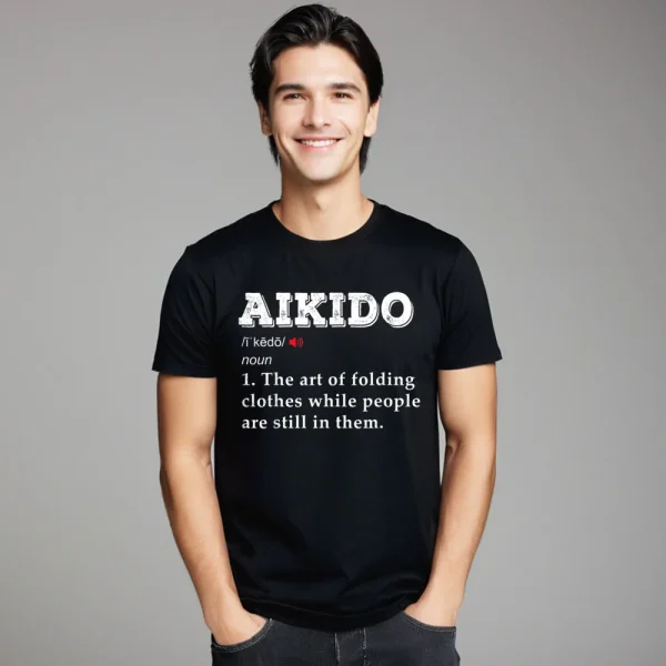 Mens Cute Crazy Tees O Neck Christmas Pure Cotton T Shirts Funny Short Sleeve Aikido Martial arts funny definition- Tops Shirts