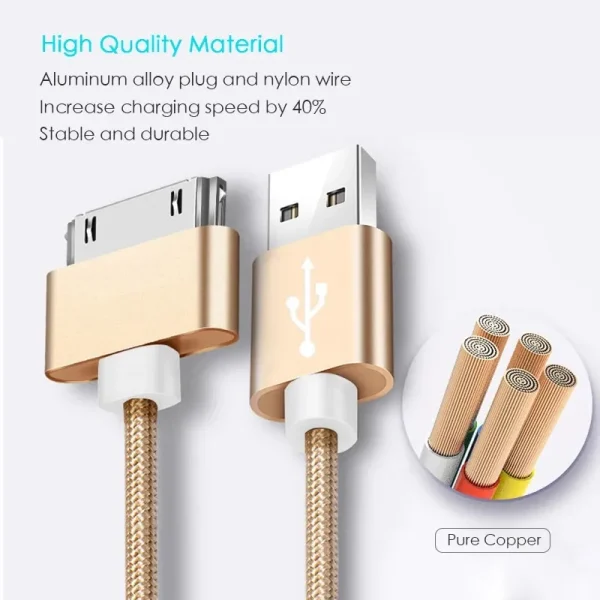 USB Cable Fast Charging for Apple iPhone 4 4s 3GS 3G iPad 1 2 3 iPod Nano touch 30 Pin Original Charger Adapter Data Sync Cord - Image 2