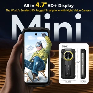 Ulefone Armor Mini 20 Pro 4.7″ Rugged Phone 5G Smartphone Android 14 6200mAh 16GB(8+8) 256GB 64MP Night Vision camera LED Light