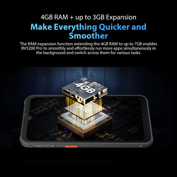 Blackview Unlocked Smartphone BV5200 Pro Rugged Phone Android12 4GB 64GB Mobile Phone 13MP Camare, 5180mAh Cellphone - Image 4