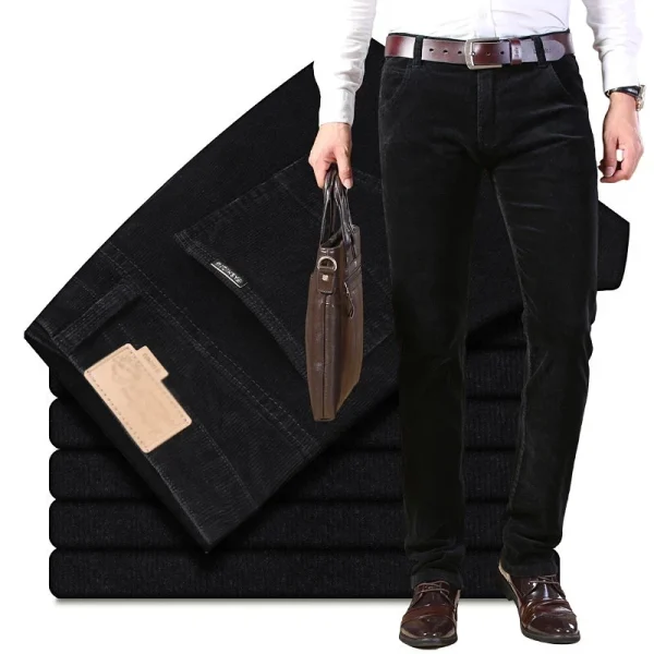 Autumn Winter Men`s Thick Warm Corduroy Pants Fleece Trousers Male Casual Business Style Long Jeans Men - Image 4
