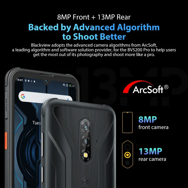 Blackview Unlocked Smartphone BV5200 Pro Rugged Phone Android12 4GB 64GB Mobile Phone 13MP Camare, 5180mAh Cellphone - Image 2