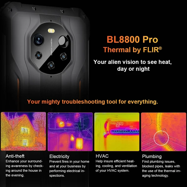 Blackview BL8800 Pro Thermal Imaging Camera FLIR Phone, 5G Rugged Smartphone Waterproof, 8GB+128GB 8380mAh With 33W Charge - Image 5